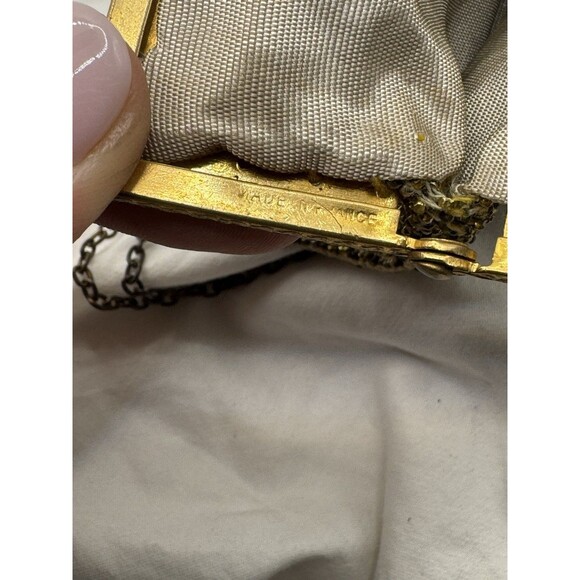 Antique Edwardian 1900s French Steel Mesh Purse Art Nouveau Silver Gold Tone - Picture 10 of 11